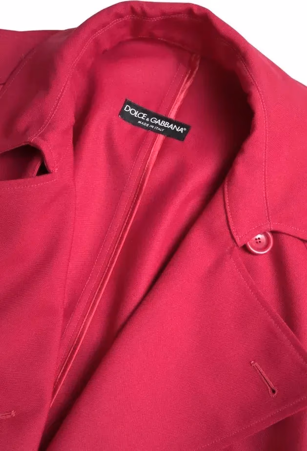 Dark Pink Double Breasted Trench Coat Jacket