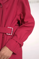 Dark Pink Double Breasted Trench Coat Jacket 2