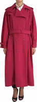 Dark Pink Double Breasted Trench Coat Jacket 3