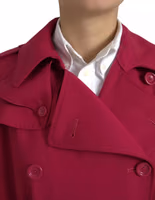 Dark Pink Double Breasted Trench Coat Jacket 4