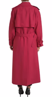 Dark Pink Double Breasted Trench Coat Jacket 5