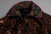 Multicolor Sequined Long Coat Jaquard Jacket 1