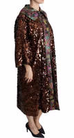 Multicolor Sequined Long Coat Jaquard Jacket 4