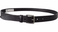 Black Calf Leather Classic Metal Logo Buckle Belt 4