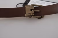 Cream Beige Gold Buckle Waist Leather Belt 1
