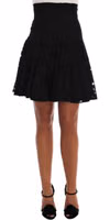 Black Floral Cutout Lace A-Line Skirt 1