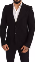 Black Wool Slim Fit Coat Jacket Blazer 3