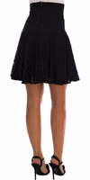 Black Floral Cutout Lace A-Line Skirt 3