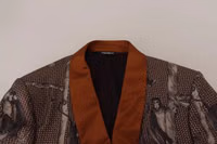 Bronze Monkey Print Silk Slim Jacket Blazer 1