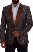 Bronze Monkey Print Silk Slim Jacket Blazer 3