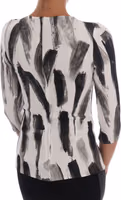 White Black Striped Printed Blouse Top 3