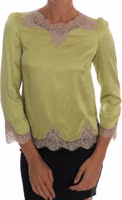 Green Silk Stretch Blouse Top 1