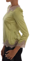 Green Silk Stretch Blouse Top 2