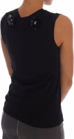 Black Cotton Floral Crystal Tank Top 3