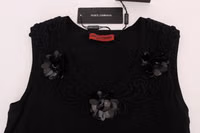 Black Cotton Floral Crystal Tank Top 4