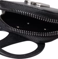 Black Calfskin Leather DG Logo Coin Purse Lanyard Wallet 5