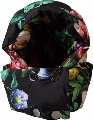 Black Floral Print Whole Head Wrap Hat