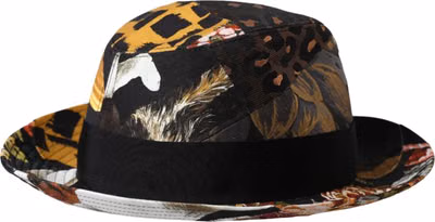 Multicolor Patchwork Women Fedora Wide Brim Hat