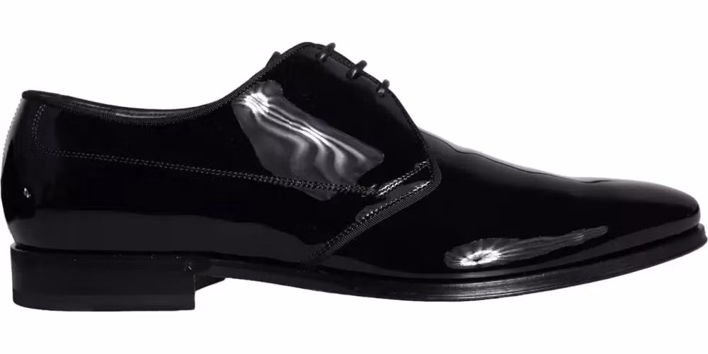 Black Calfskin Leather Derby Men Dress Shoes