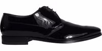 Black Calfskin Leather Derby Men Dress Shoes 1