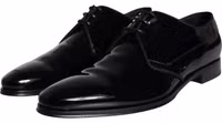 Black Calfskin Leather Derby Men Dress Shoes 3