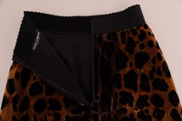 Brown Leopard Print Silk A-Line Skirt 4