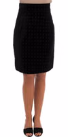 Dark Green Baroque Velvet Pencil Skirt 1
