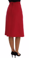 Pink Wool Knee Long A-Line Skirt 3