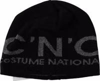 Black Wool Blend Branded Beanie Hat 1