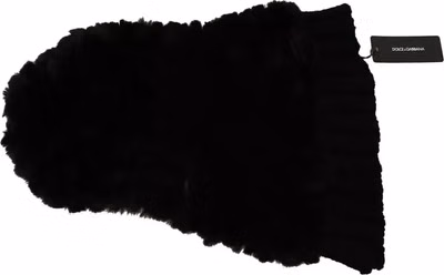 Black Silver Fox Fur Cashmere Hooded Scarf