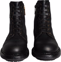 Black Lace Up Mid Calf Boots Men Shoes 1