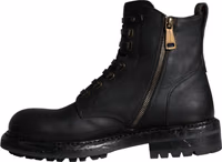 Black Lace Up Mid Calf Boots Men Shoes 5