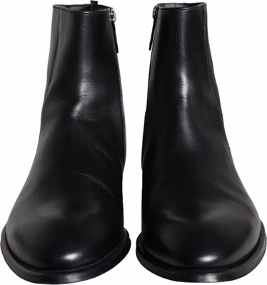 Black Calf Leather Men Ankle Boots Men Shoes