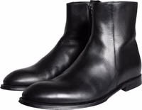 Black Calf Leather Men Ankle Boots Men Shoes 2