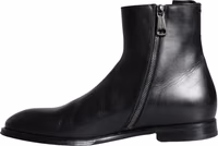 Black Calf Leather Men Ankle Boots Men Shoes 5