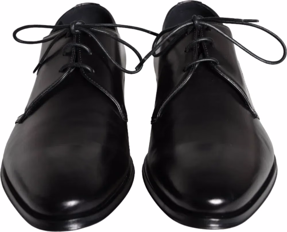 Black Calfskin Leather Derby Men Dress Shoes