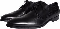 Black Calfskin Leather Derby Men Dress Shoes 2