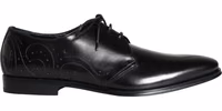 Black Calfskin Leather Derby Men Dress Shoes 4