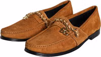 Brown Velvet Leather Logo Mocassin Slip On Shoes 2
