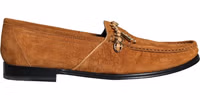 Brown Velvet Leather Logo Mocassin Slip On Shoes 4