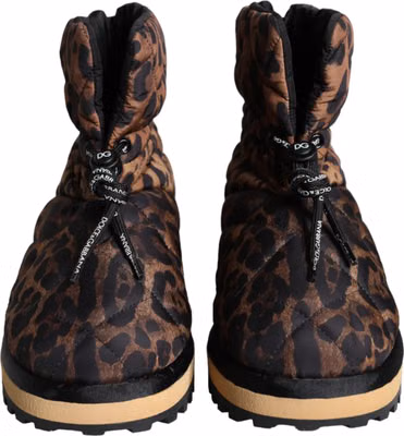 Brown Leopard Ankle Boots Padded Shoes