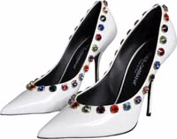 White Crystal Leather High Heels Pumps Shoes 2