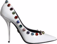 White Crystal Leather High Heels Pumps Shoes 4