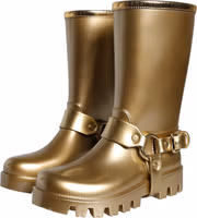 Metallic Gold Rubber PVC Rain Boots Shoes 2