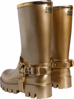 Metallic Gold Rubber PVC Rain Boots Shoes 3