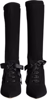 Black Stiletto Heels Mid Calf Boots Shoes 1