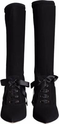 Black Stiletto Heels Mid Calf Boots Shoes