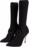 Black Stiletto Heels Mid Calf Boots Shoes 2