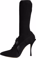 Black Stiletto Heels Mid Calf Boots Shoes 5