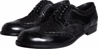Black Leather Floral Lace Dress Formal Shoes 2